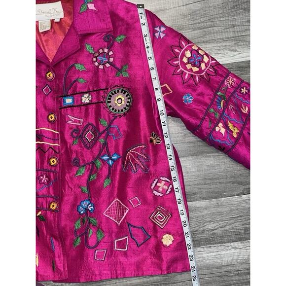 Daniel K. New York Womens Size L Embroidered Back Design Silk Jacket Pink - Picture 6 of 9